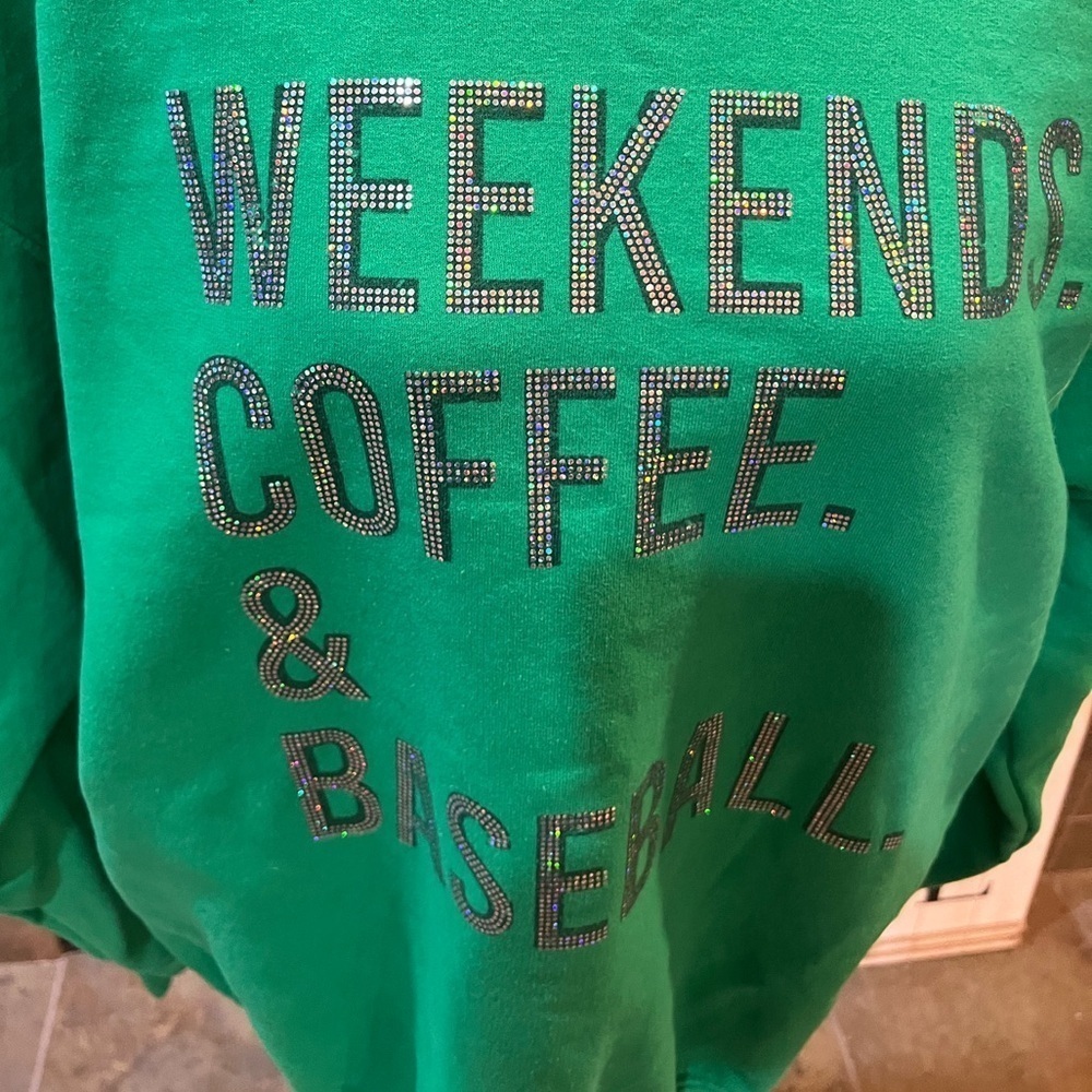 Green sweatshirt for baseball moms, size large - Picture 2 of 3